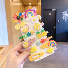 14pcs Colorful Hair Accessories for Kids & Girls Flower Rainbow & Heart
