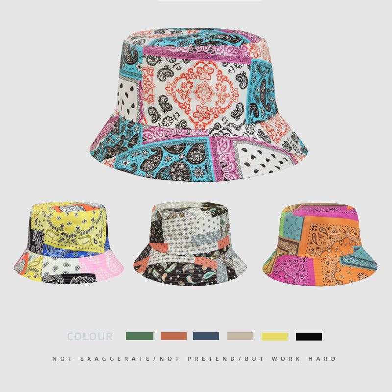 Cashew Flower Fisherman Hat Men's Double sided Wearing Fashionable Sunscreen Hat