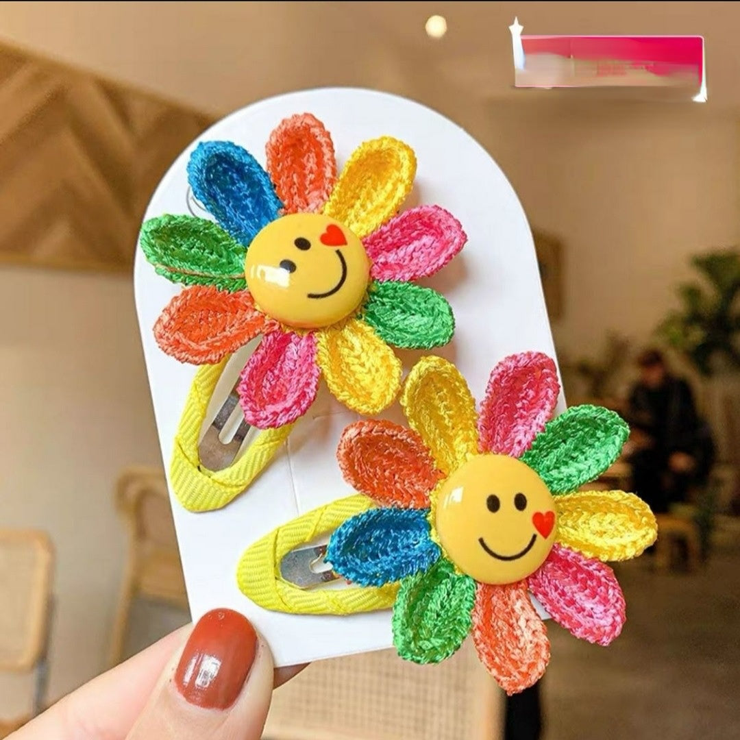 Colorful Knit Sunflower Hair Ties for Girls