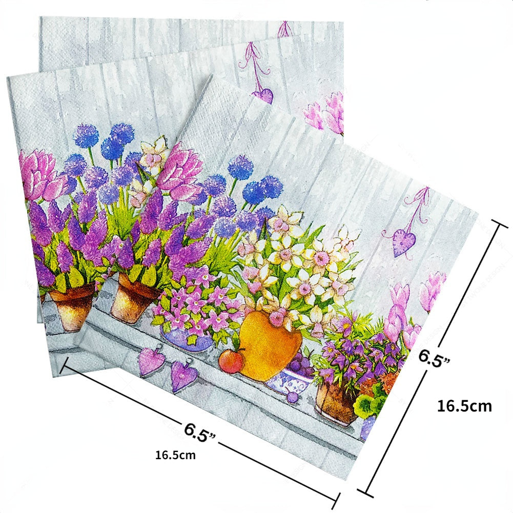 20pcs Bird & Flowers & Butterfly Napkin for Party Home Kitchen Decor