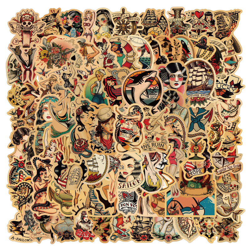 100pcs Retro Graffiti Stickers DIY Waterpro