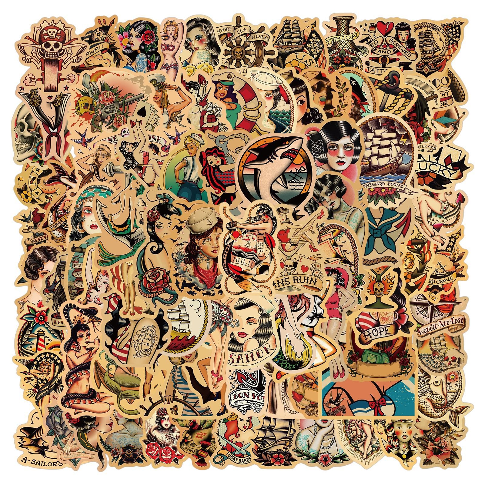 100pcs Retro Graffiti Stickers DIY Waterpro