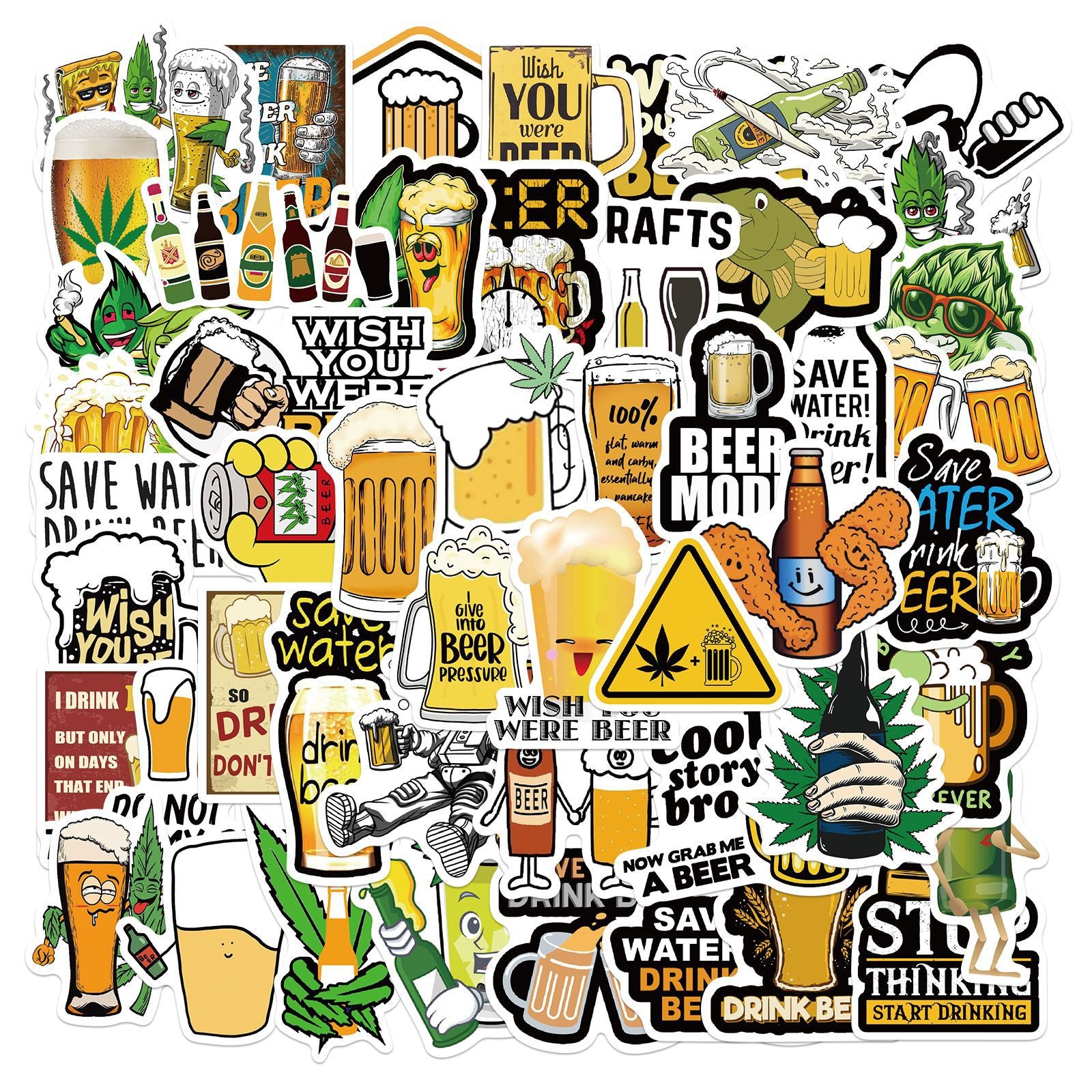 50 Funny Beer Graffiti Waterproof Stickers for Adults
