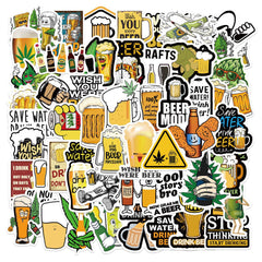 50 Funny Beer Graffiti Waterproof Stickers for Adults