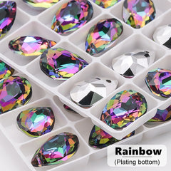 Water Drop Glass Pendant Crystal Rhinestones Clear Teardrop Loose Beads