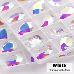 Water Drop Glass Pendant Crystal Rhinestones Clear Teardrop Loose Beads