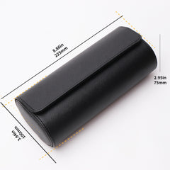 Cylinder PU Leather 3-Position Watch Box