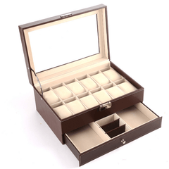 12 Bit Double Layer Jewelry Box Watch Box Earring Bracelet PU Leather Storage