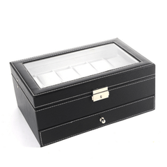 12 Bit Double Layer Jewelry Box Watch Box Earring Bracelet PU Leather Storage