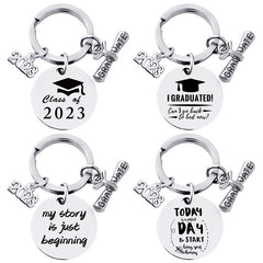 Vintage Stainless Steel Graduation Keychain Pendant Bag Charm