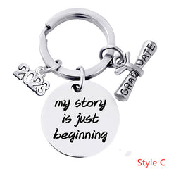Vintage Stainless Steel Graduation Keychain Pendant Bag Charm