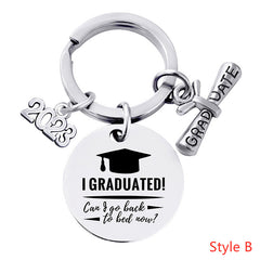 Vintage Stainless Steel Graduation Keychain Pendant Bag Charm