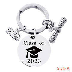 Vintage Stainless Steel Graduation Keychain Pendant Bag Charm