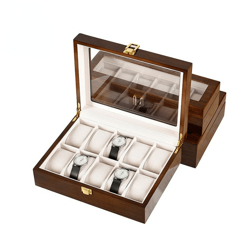 6 10 12 Brown Wood Grain Lacquer Watch