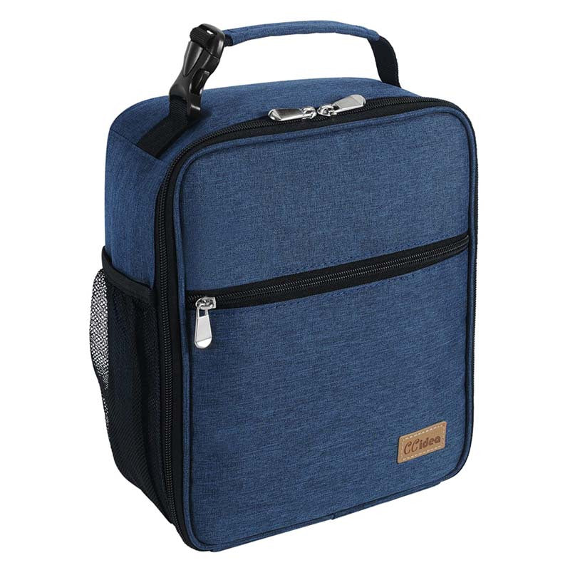 Portable Zipper Lunch Bag with Side Pocket