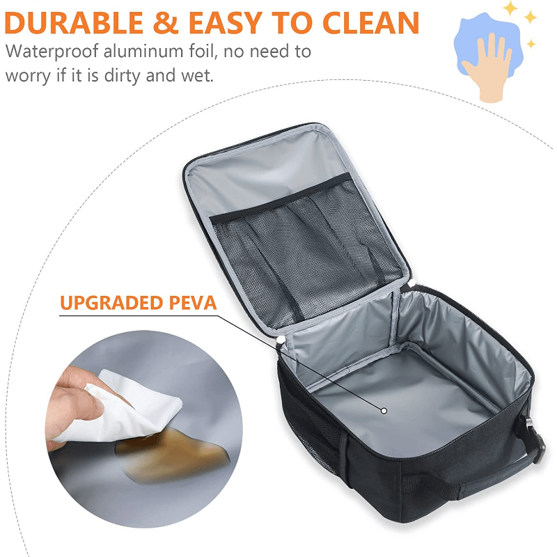 Portable Zipper Lunch Bag with Side Pocket