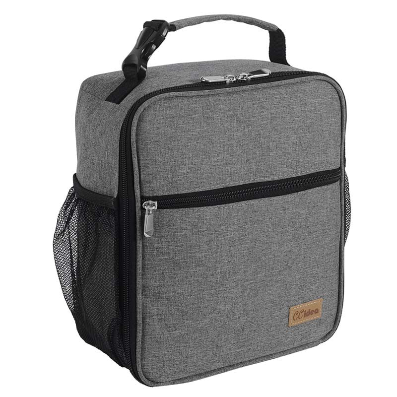 Portable Zipper Lunch Bag with Side Pocket