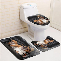 4pcs Dog Pattern Shower Curtain Set with Hooks