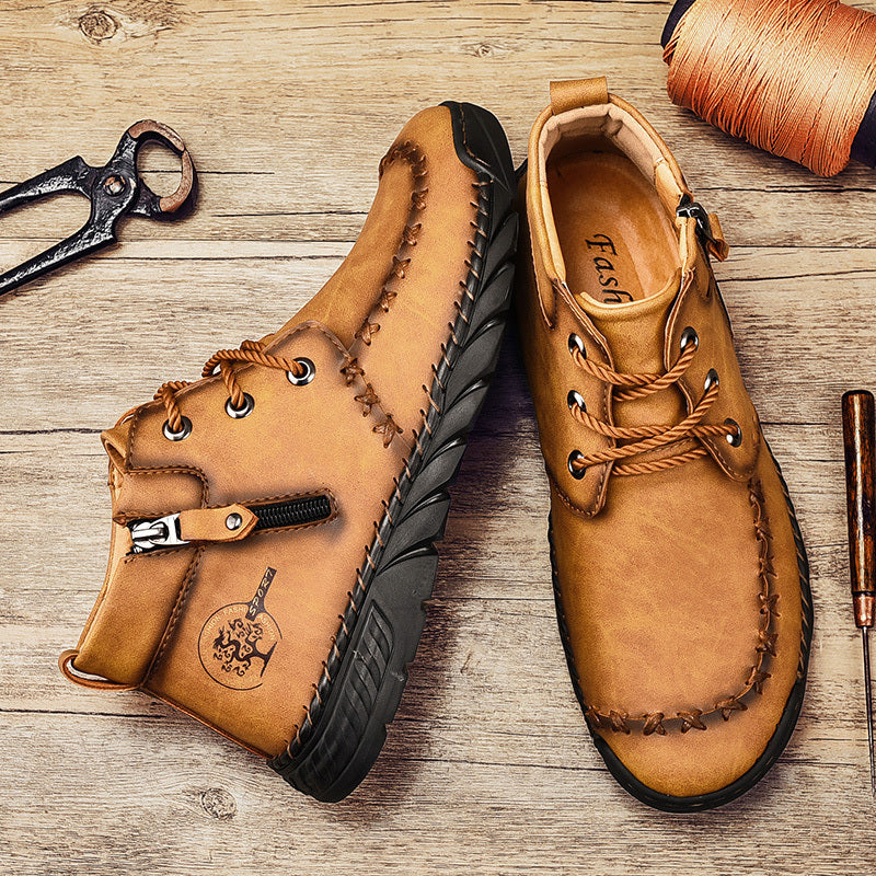 Men's Zipper Ankle Boots Casual Hiking Shoes