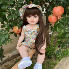 BZDOLL Soft Silicone Reborn Baby Girl Doll Toy 22 Inch Lifelike Princess Toddler