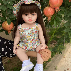 BZDOLL Soft Silicone Reborn Baby Girl Doll Toy 22 Inch Lifelike Princess Toddler