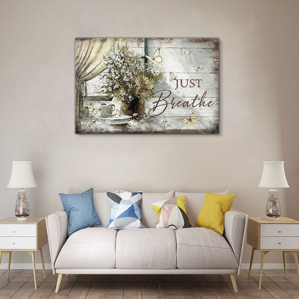 Just Breathe Wall Art Framed Canvas - Home Decoration Gift