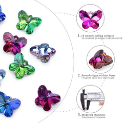 14MM Butterfly Crystal Pendant Earrings Necklace Jewelry Accessories