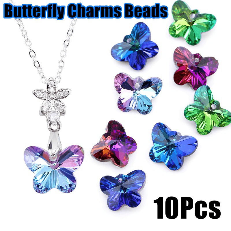 14MM Butterfly Crystal Pendant Earrings Necklace Jewelry Accessories