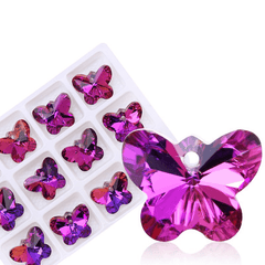 14MM Butterfly Crystal Pendant Earrings Necklace Jewelry Accessories