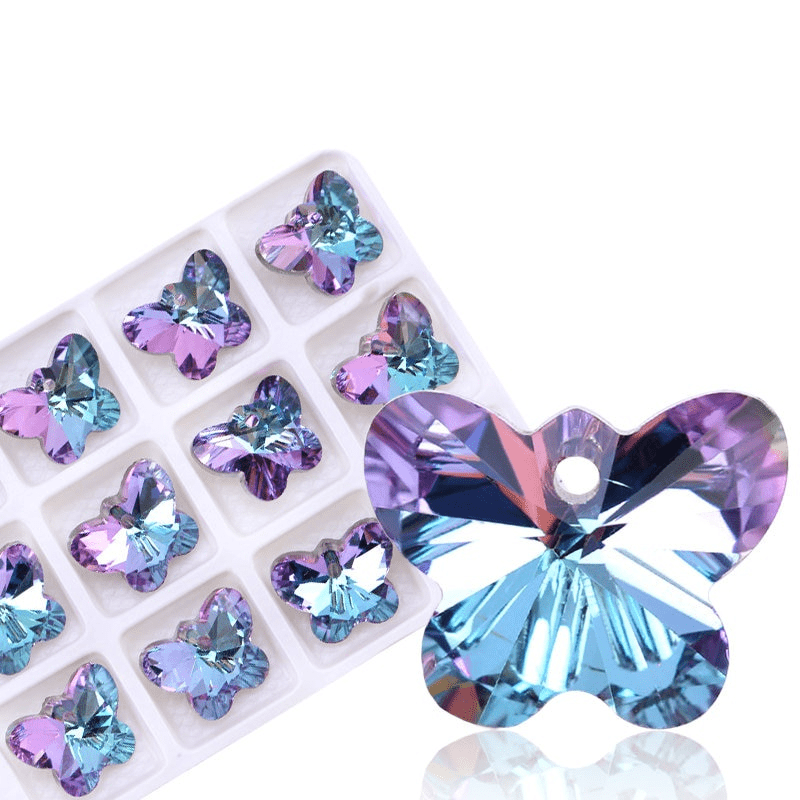 14MM Butterfly Crystal Pendant Earrings Necklace Jewelry Accessories