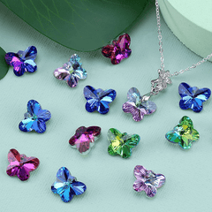 14MM Butterfly Crystal Pendant Earrings Necklace Jewelry Accessories