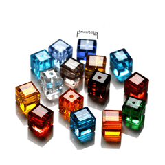 100PCS 4mm Cube Crystal Glass Loose Beads For DIY Jewelry Making