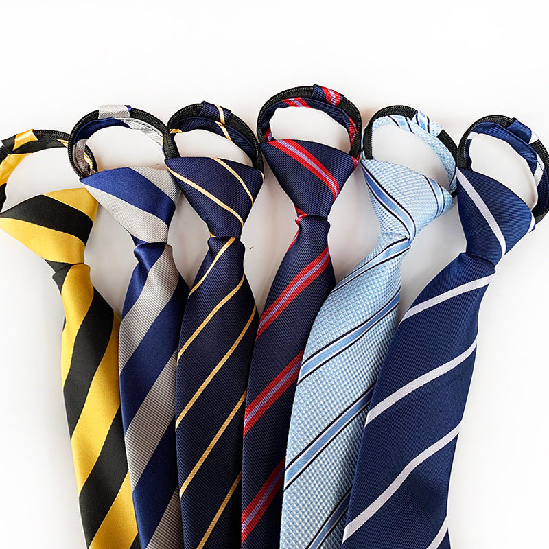 Striped Polyester Men's Zipper Tie Easy To Pull Tie