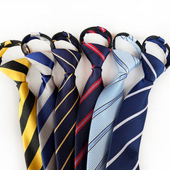 Striped Polyester Men's Zipper Tie Easy To Pull Tie