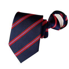 Striped Polyester Men's Zipper Tie Easy To Pull Tie