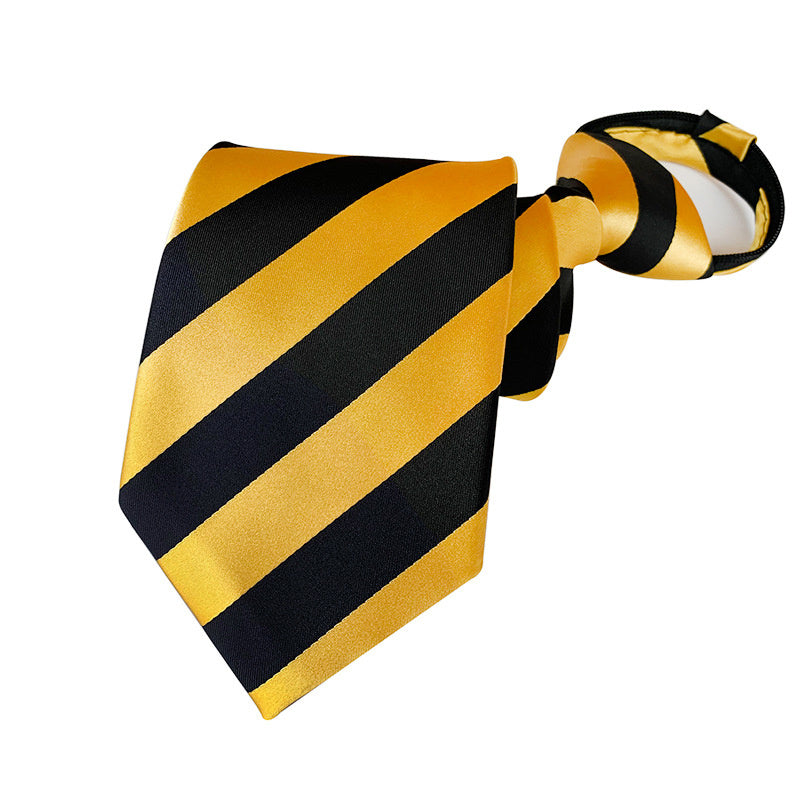 Striped Polyester Men's Zipper Tie Easy To Pull Tie