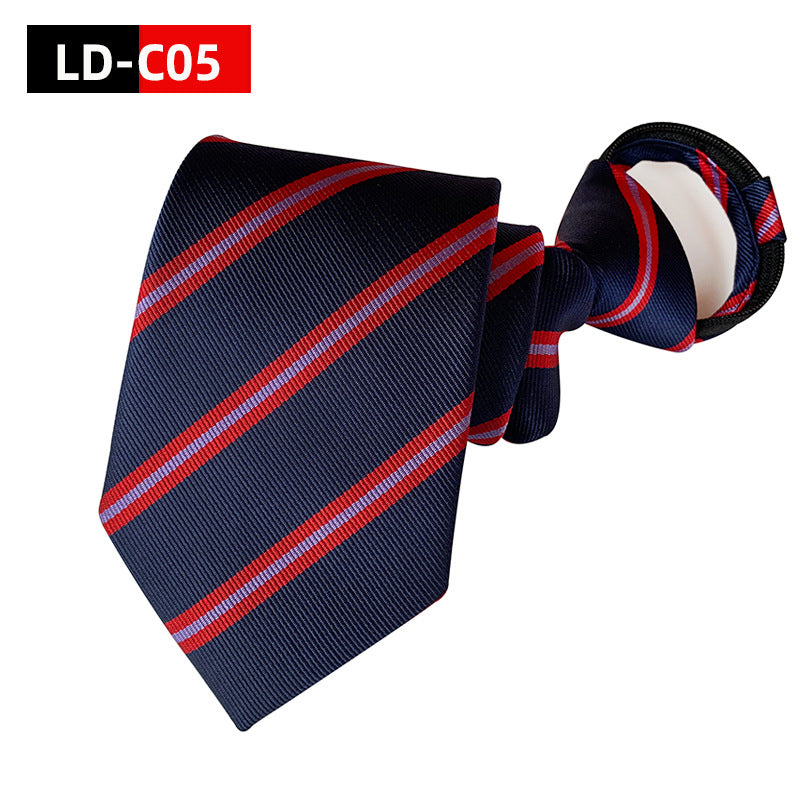 Striped Polyester Men's Zipper Tie Easy To Pull Tie