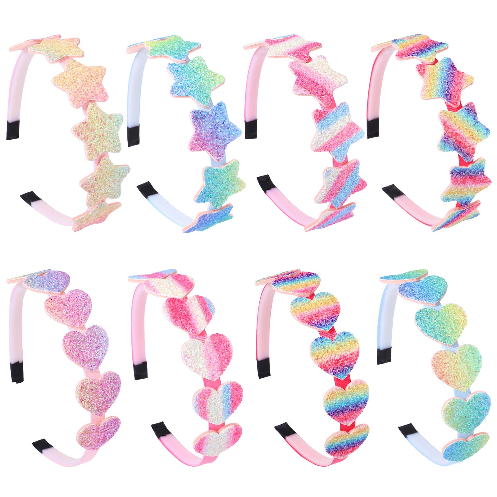 Girls Colorful Star Heart Headband for Holiday Party