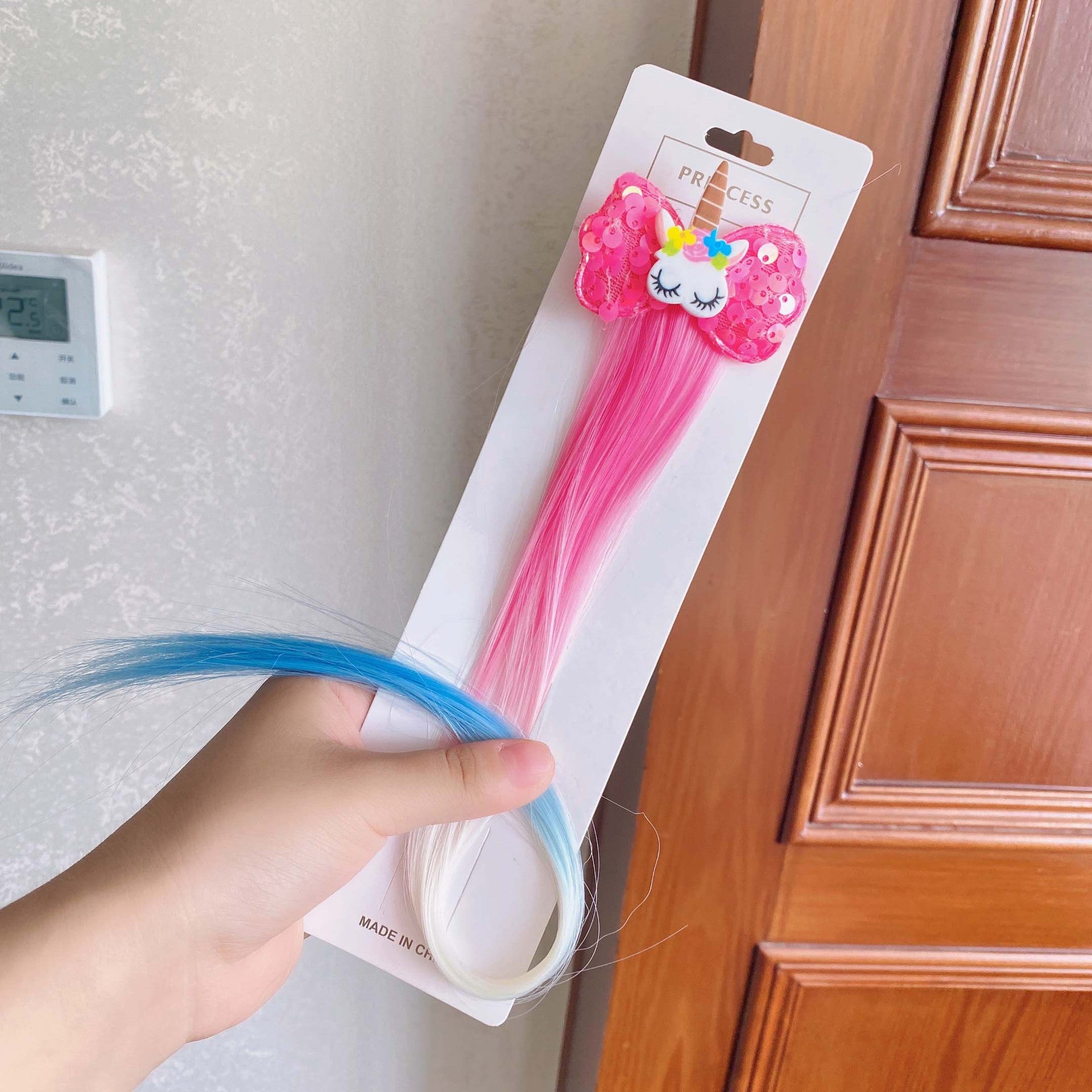 Unicorn Hair Clips for Baby Girls - Sparkly Bow & Gradient Wig