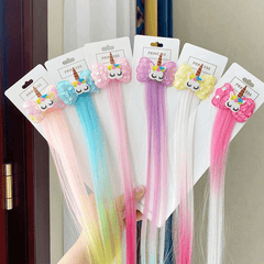 Unicorn Hair Clips for Baby Girls - Sparkly Bow & Gradient Wig
