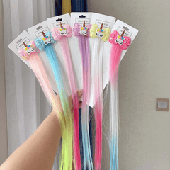 Unicorn Hair Clips for Baby Girls - Sparkly Bow & Gradient Wig