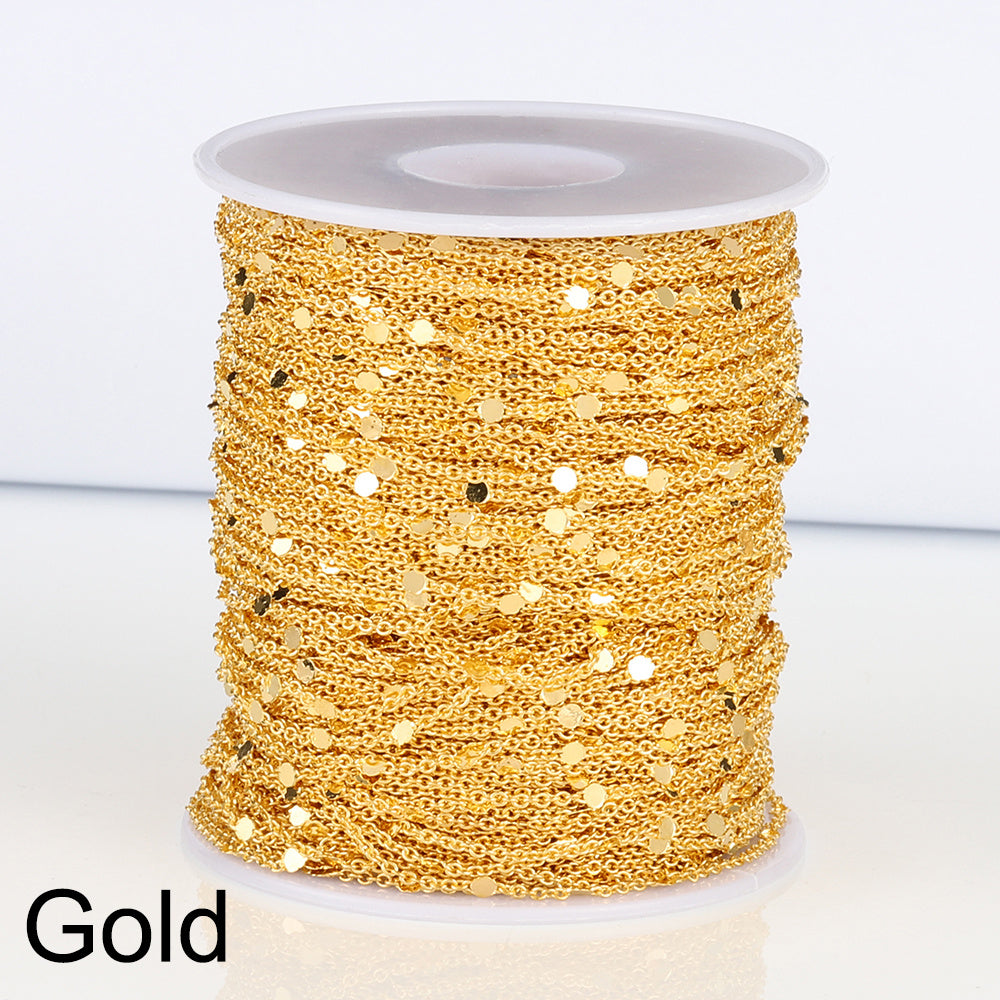 Sequins Chain Necklace 199 Golden Silvery Metal Copper DIY