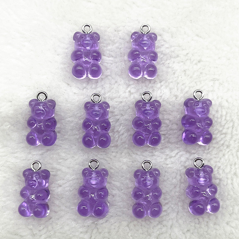 10Pcs Candy Bear Pendant Charms For Jewelry Making Diy Findings Resin Bears