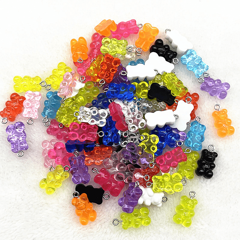 10Pcs Candy Bear Pendant Charms For Jewelry Making Diy Findings Resin Bears
