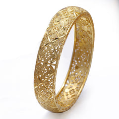 18K Plated Copper Bangle Bracelet Hollow Out Pattern Ramadan Decor