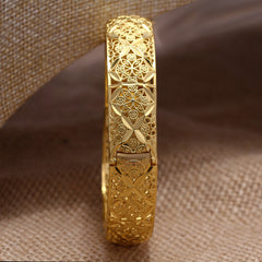 18K Plated Copper Bangle Bracelet Hollow Out Pattern Ramadan Decor