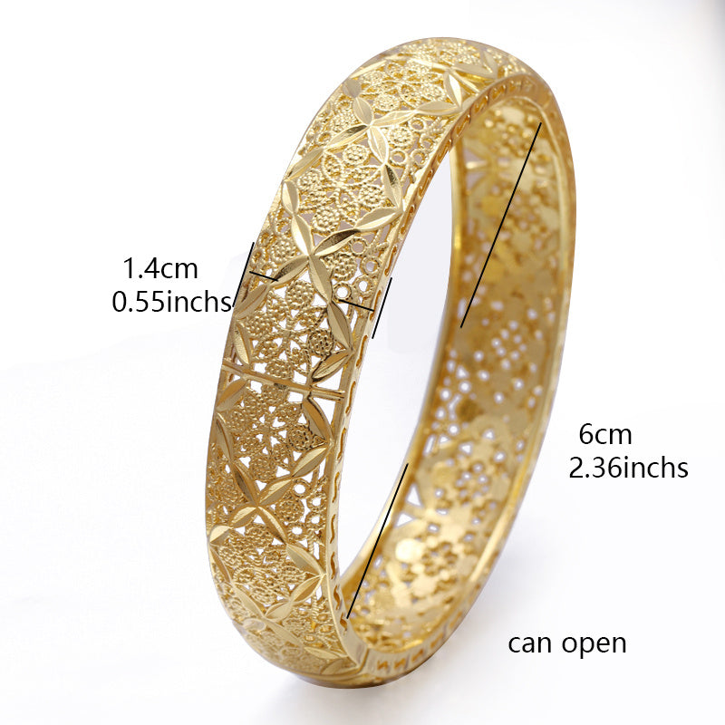 18K Plated Copper Bangle Bracelet Hollow Out Pattern Ramadan Decor