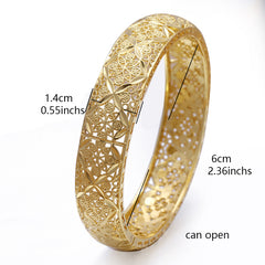 18K Plated Copper Bangle Bracelet Hollow Out Pattern Ramadan Decor