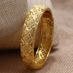 18K Plated Copper Bangle Bracelet Hollow Out Pattern Ramadan Decor