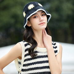 Floral Bucket Hat French Style Outdoor Sunscreen Hats